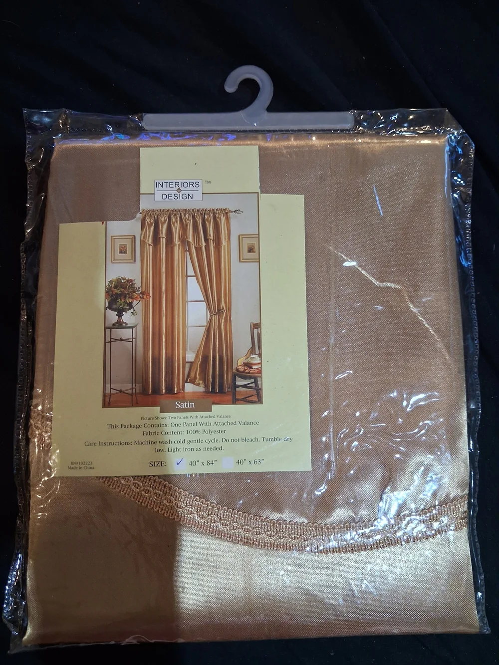 Satin Window Curtain Panel in Gold